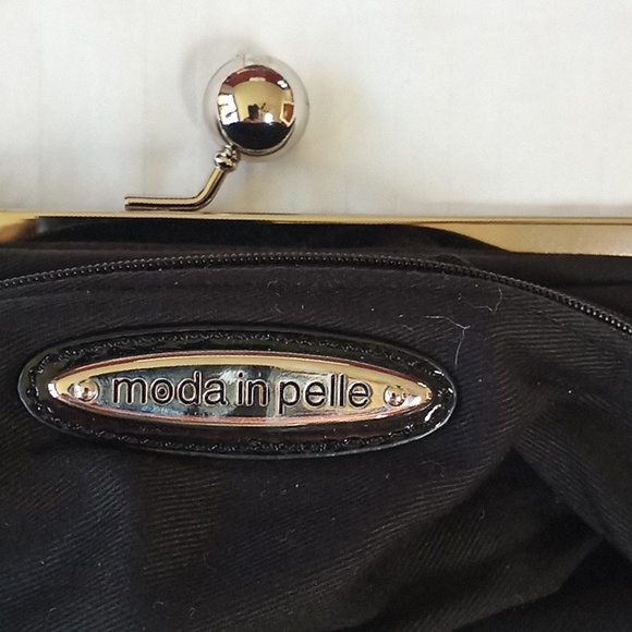 Moda in pelle black clutch purse with removable strap - Picture 4 of 5